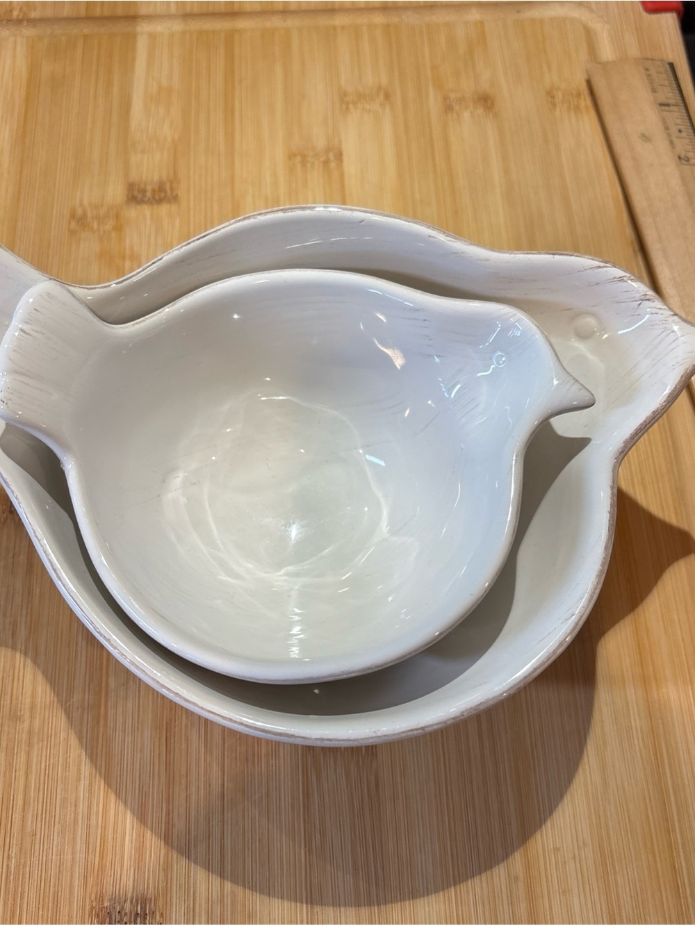 White Ceramic Bird-Shaped Serving Bowls - Decorative Serveware Set - Picture 3 of 5